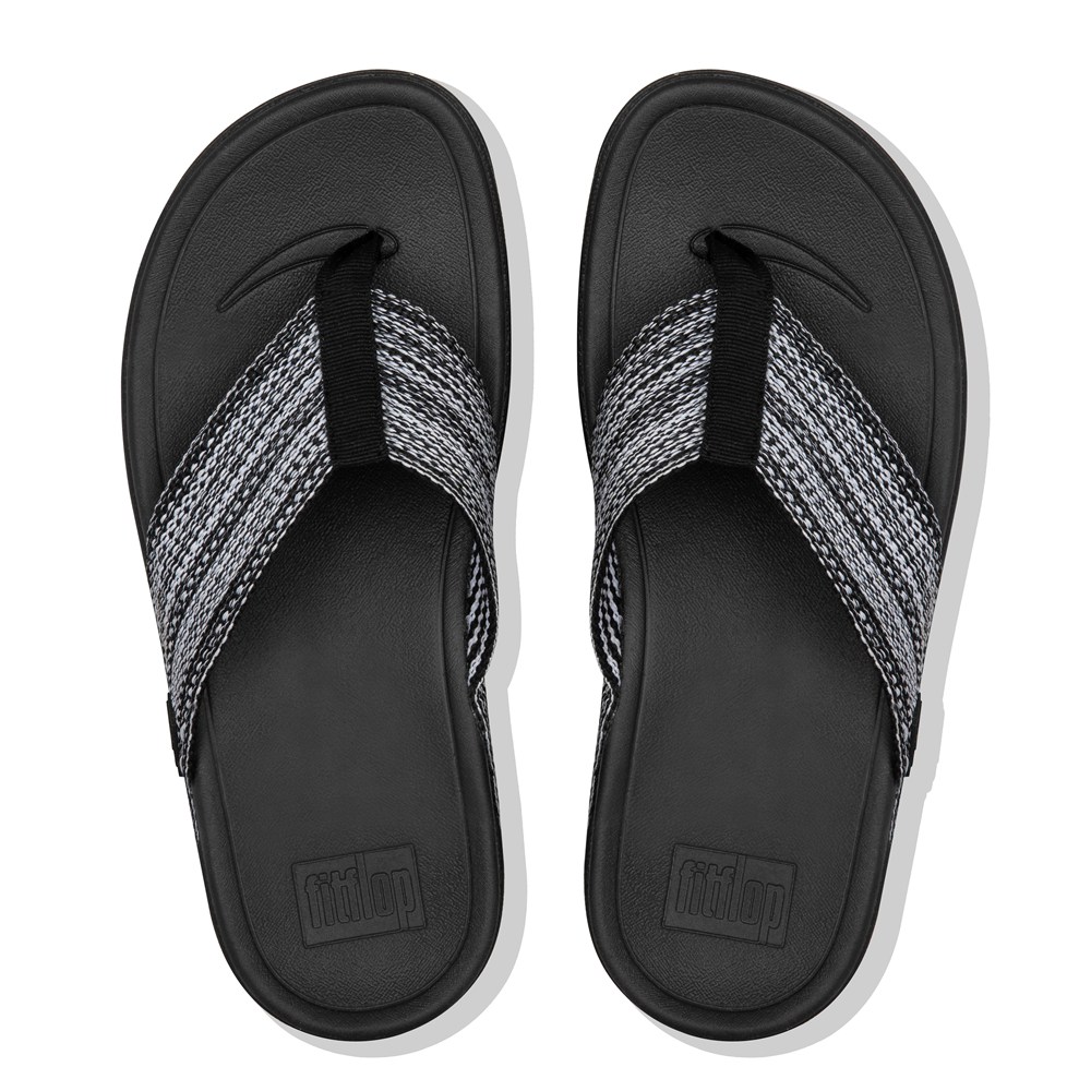 Fitflop Womens Sandals Black - Surfa Toe-post - 92SJBUQXK